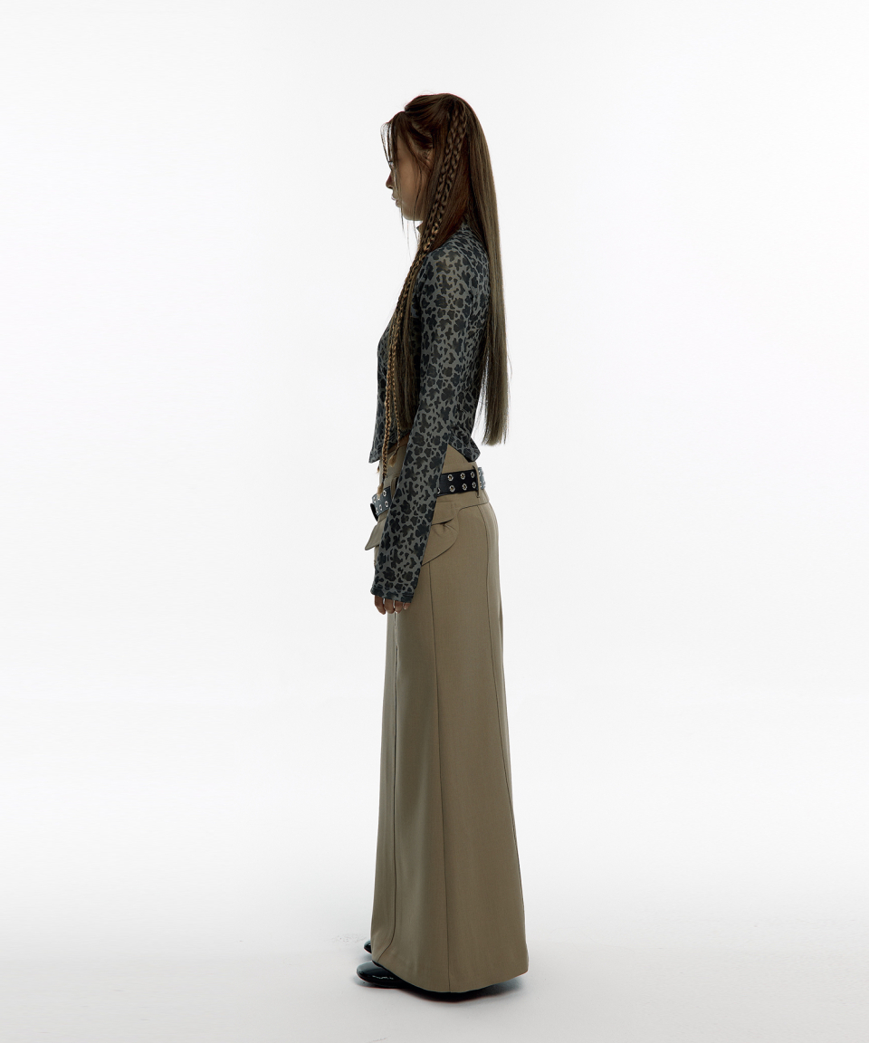 MUSINSA | KASHIKO Pocket Belt Long Skirt Beige