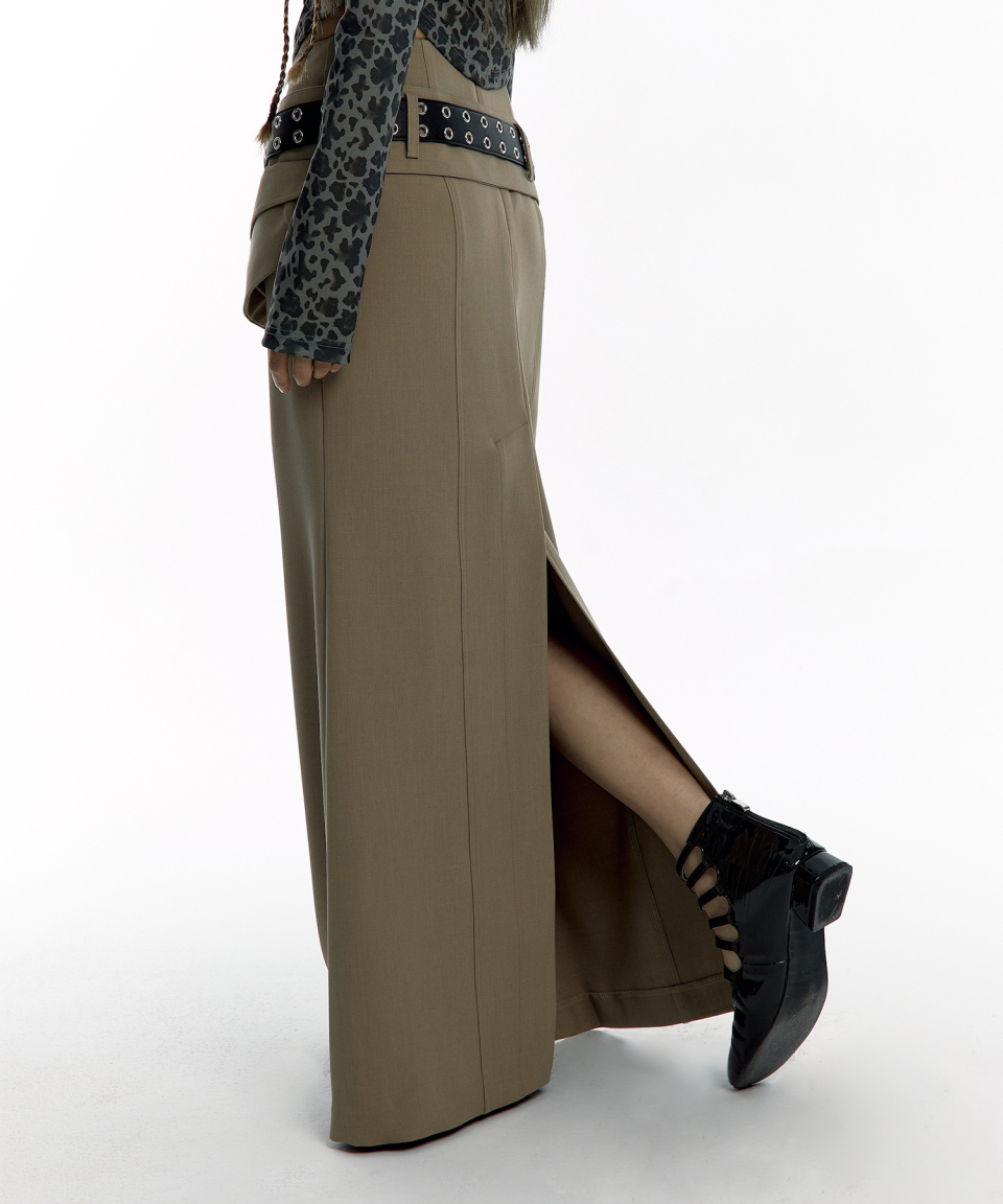 ★Kashiko★ Pocket Belt Long Skirt Beige MUSINSA | KASHIKO Pocket Belt Long Skirt Beige