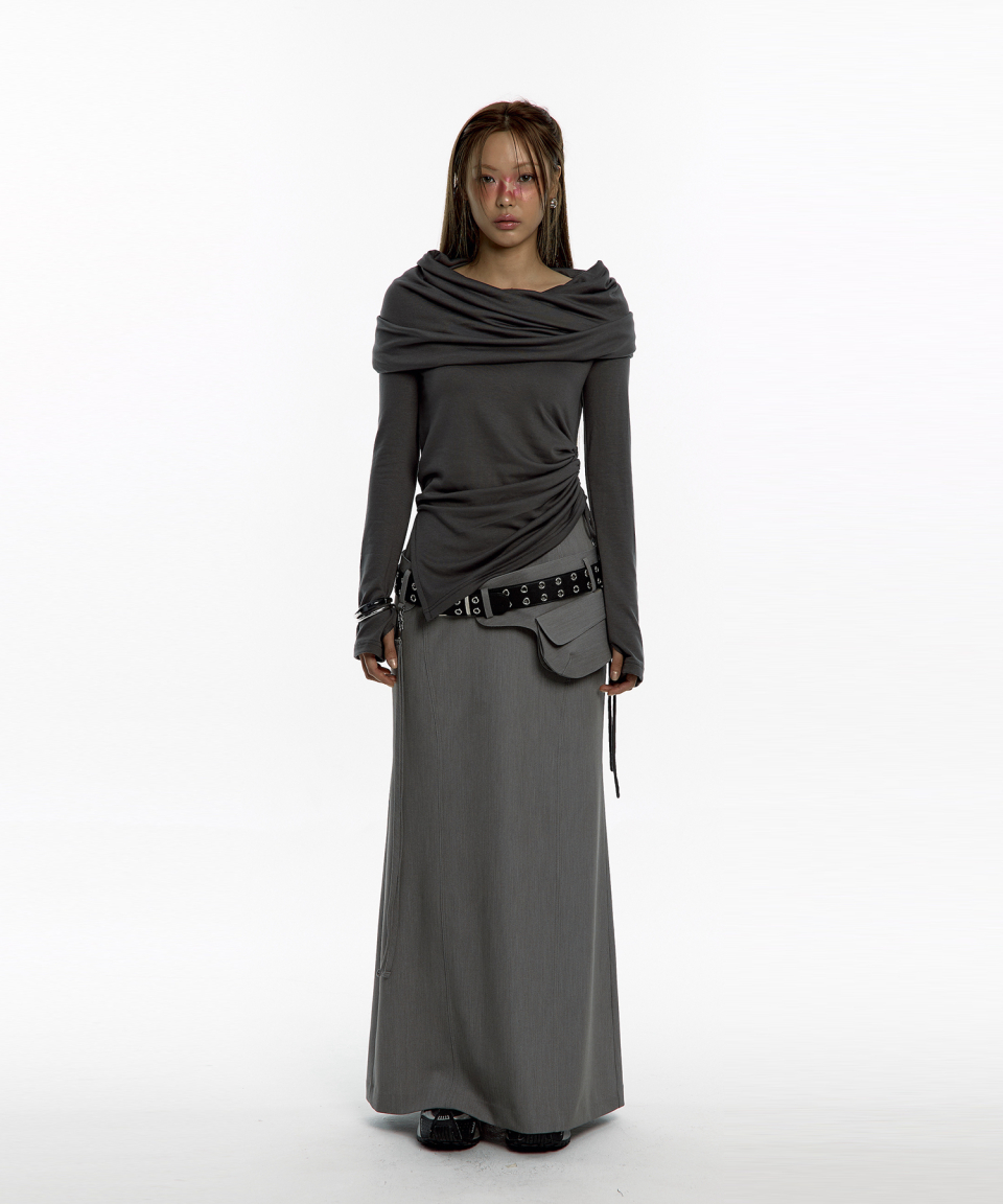 카시코(KASHIKO) Pocket Belt Long Skirt Gray - 사이즈 & 후기
