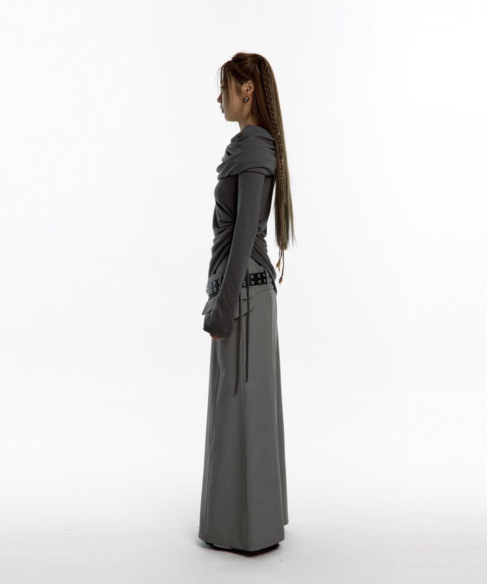 ★2025SS新作★KASHIKO★Pocket Belt Long Skirt Women Harajuku Girls Plus Size Pocket High Waist Skirt A
