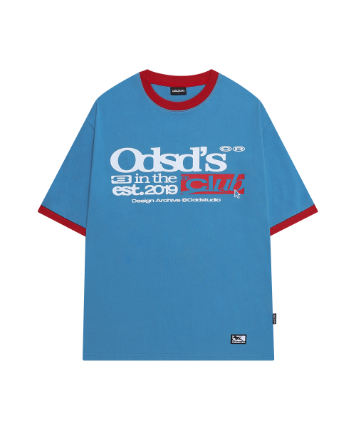 Футболка оверсайз ODSD Ringer Color Block - VINTAGE BLUE