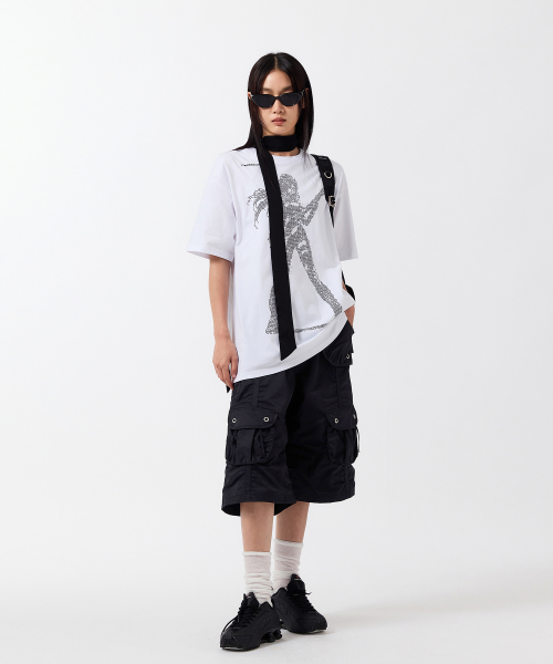 Shirring Pocket Bermuda Pants-BLACK