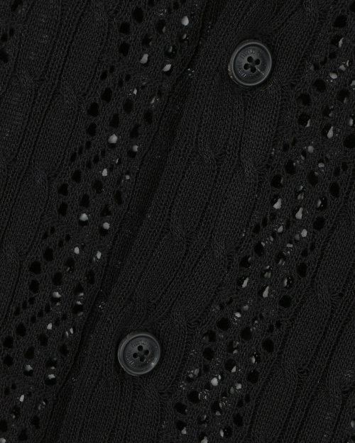 CROCHET CREW NECK SHORT CARDIGAN BLACK