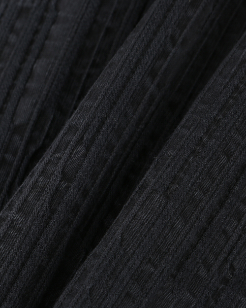 WASHED LINEN JACQUARD WORK SHORTS BLACK