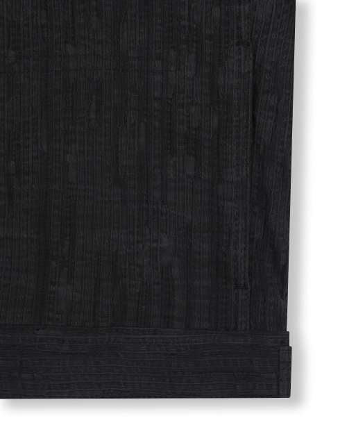 WASHED LINEN JACQUARD WORK JACKET BLACK