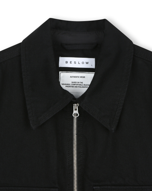 CONE MILL MILITARY ZIP-UP DENIM JACKET BLACK