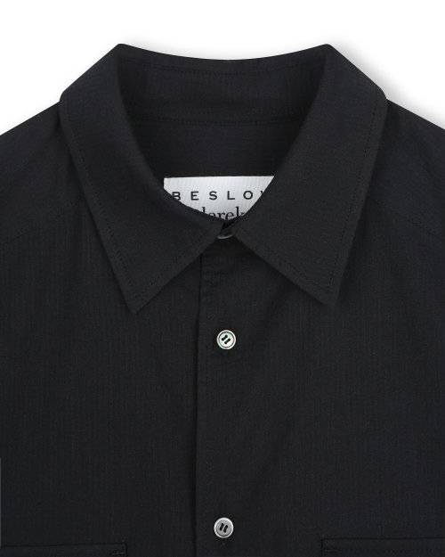 BISLOU x DEREK STRIPE OFFICER SHIRT BLACK