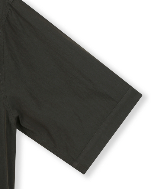 Bislow x Derrick Crinkle Collarless Shirt Charcoal