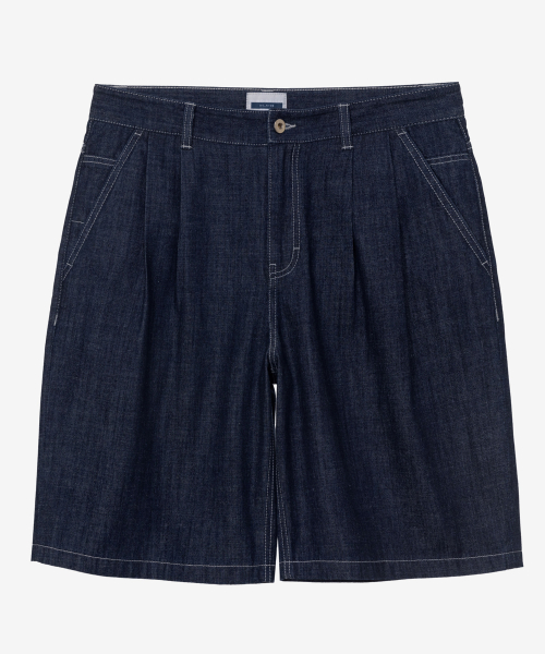 Two-tuck Bermuda Low Temperature Denim Half Pants - 2color