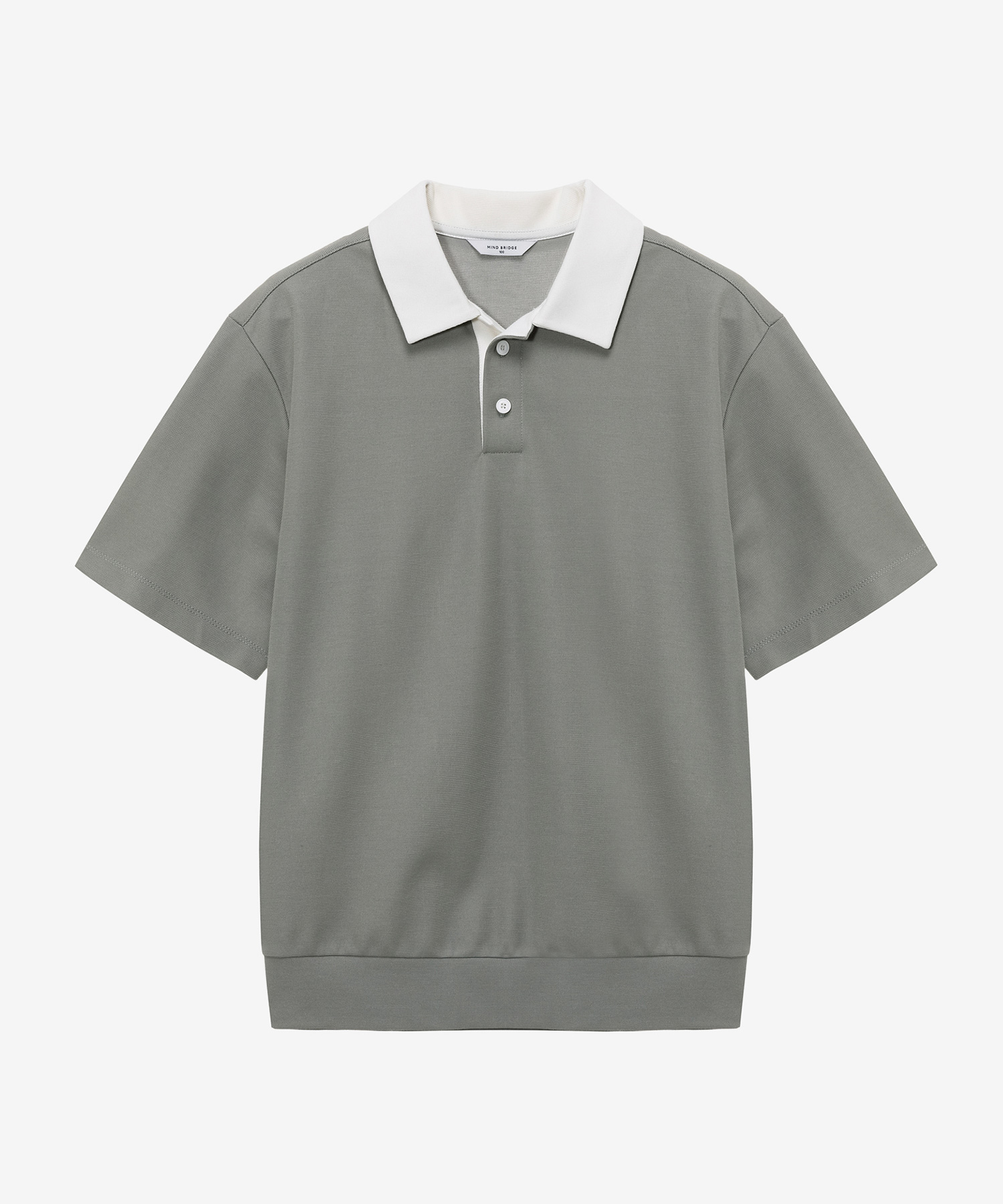 Waffle tissue coloration semi-over collar T-shirt - 2color