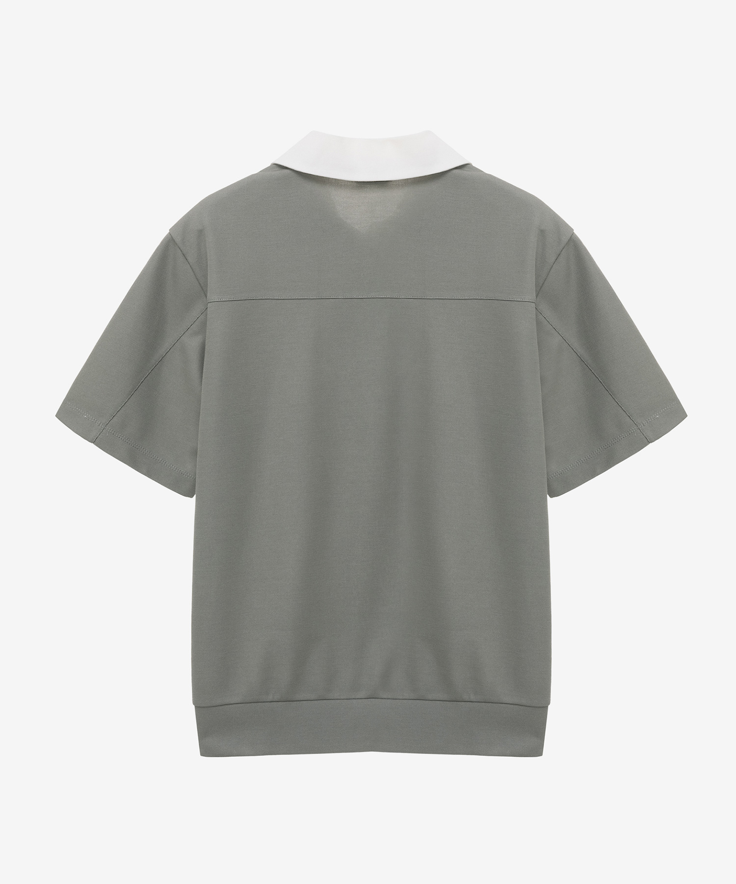 Waffle tissue coloration semi-over collar T-shirt - 2color