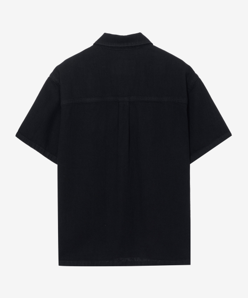 Black denim Oversized-Fit Short-Sleeved Shirt