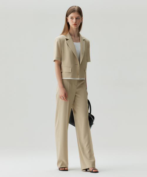 [W][COUTURE]hem coloring crop short-sleeved jacket - 2color