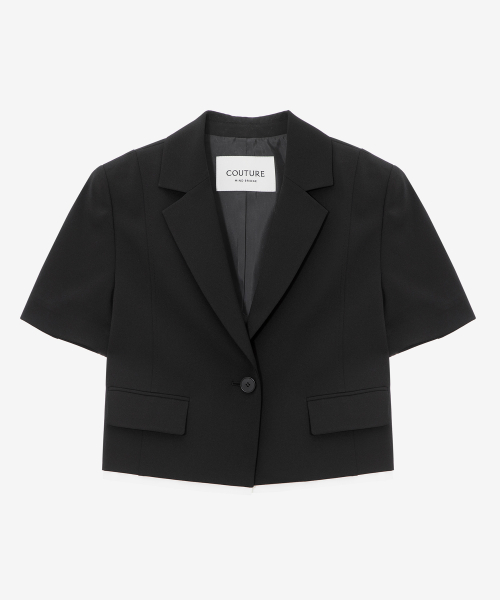 [W][COUTURE]hem coloring crop short-sleeved jacket - 2color