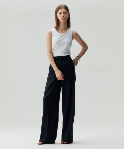 [W]One tuck широкий slacks - 4color