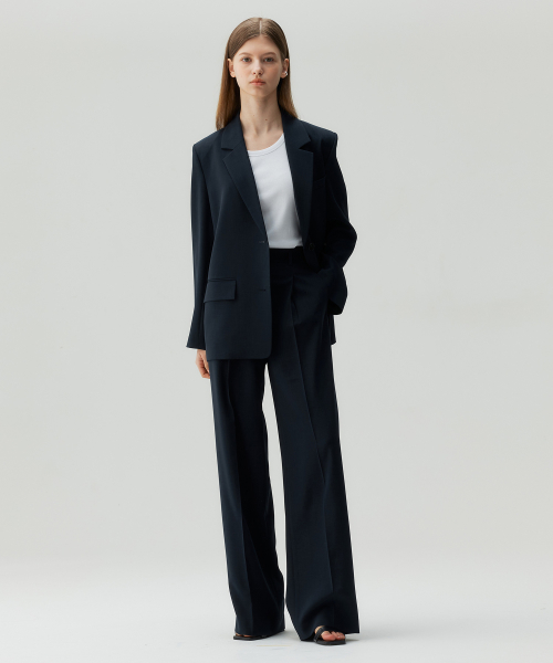 [W]One tuck широкий slacks - 4color