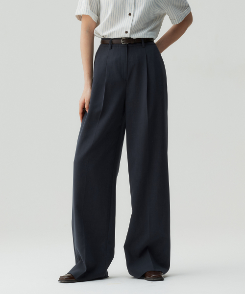 [W]One tuck широкий slacks - 4color