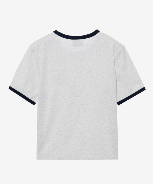 [W][Collins]One Point Ringer T-рубашка - 2color