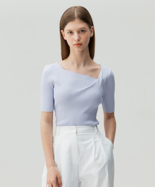 [W][COUTURE]unbalanced neck узкий fit knitwear - 2color