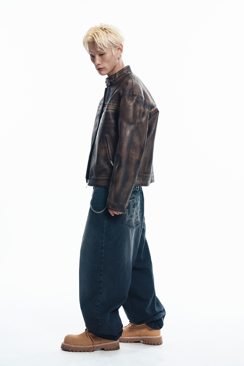 MUSINSA公式 | EASY NO EASY Lettering Wide Denim Pants - Black