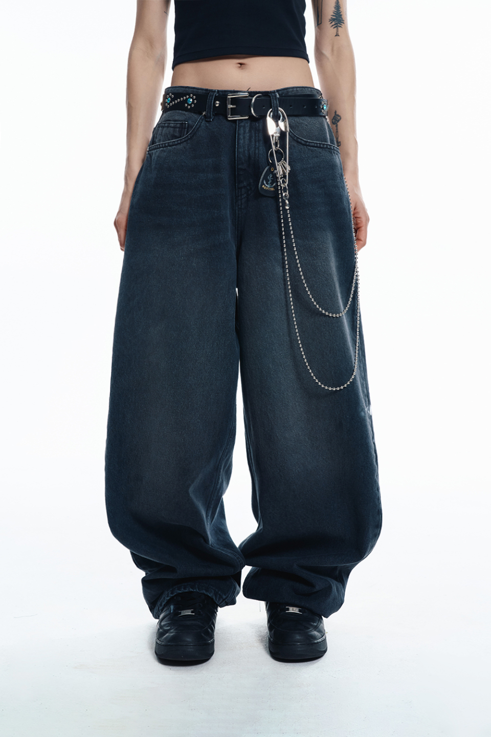 デニム・ジーパン [EASY NO EASY] LETTERING WIDE DENIM PANTS MUSINSA公式 | EASY NO EASY Lettering Wide Denim Pants - Black