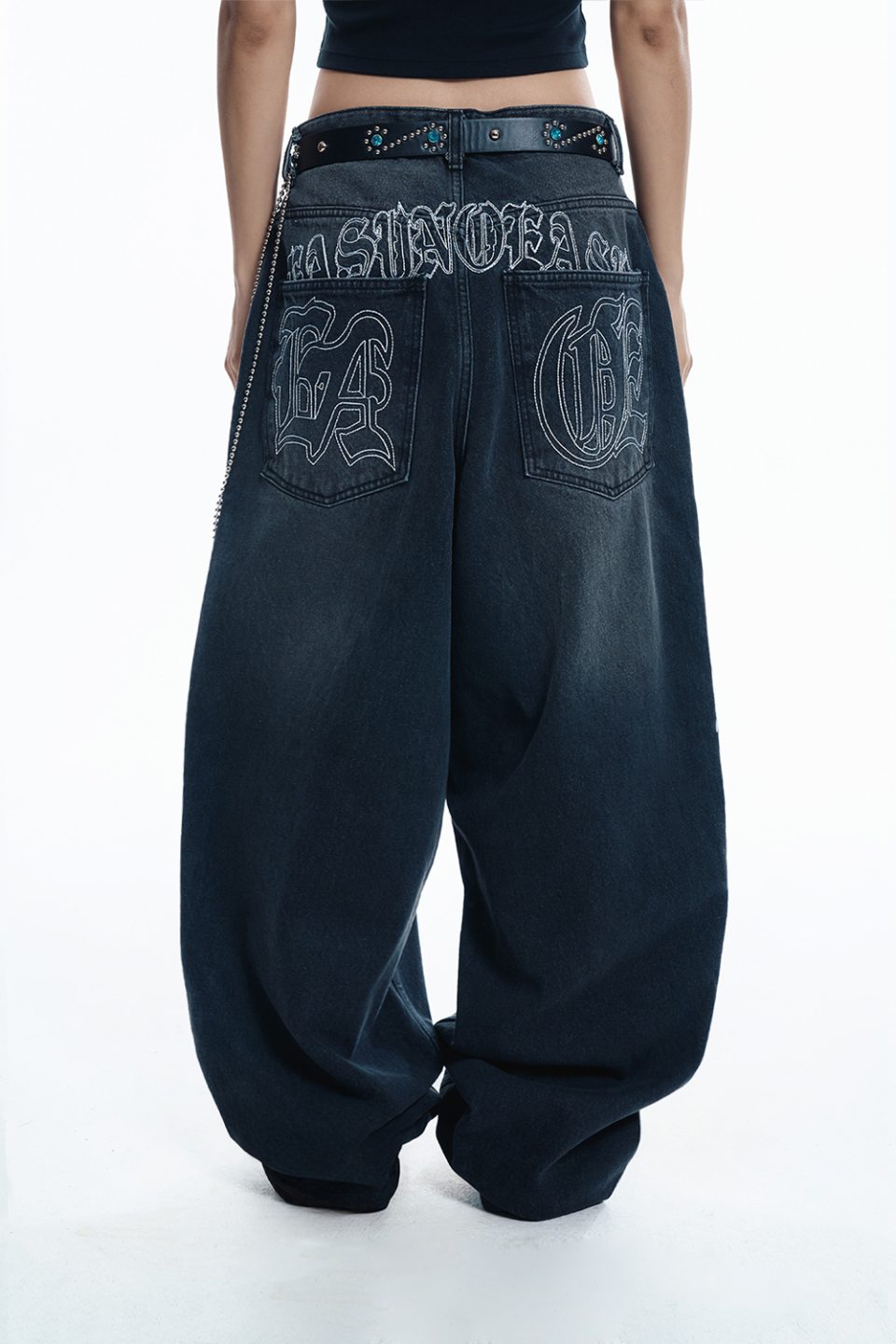 デニム・ジーパン [EASY NO EASY] LETTERING WIDE DENIM PANTS MUSINSA公式 | EASY NO EASY Lettering Wide Denim Pants - Black