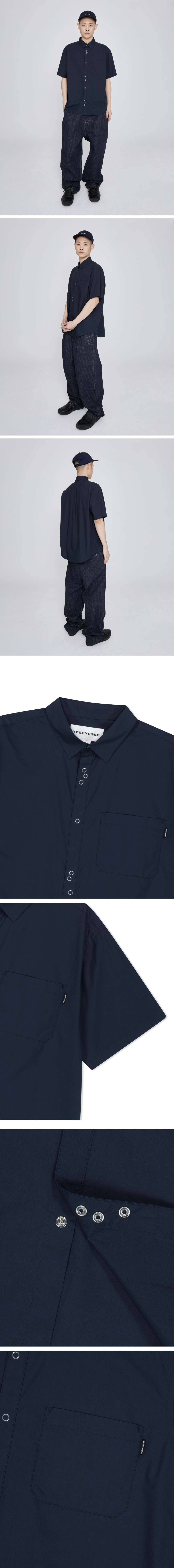 シャツ YESEYESEE Pinnacle S/S Shirt 5FT1056 yeseyesee® :: Pinnacle S/S Shirt Navy