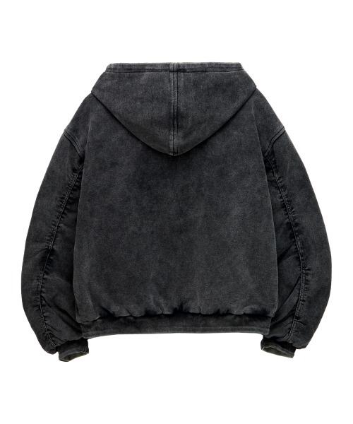 Двустороннее худи на молнии (Washed Black)