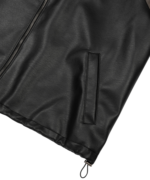 STAR FAUX LEATHER JACKET BLACK