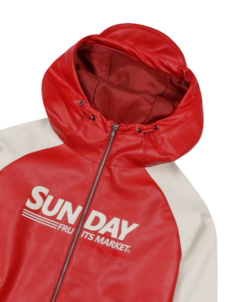 STAR FAUX LEATHER JACKET RED