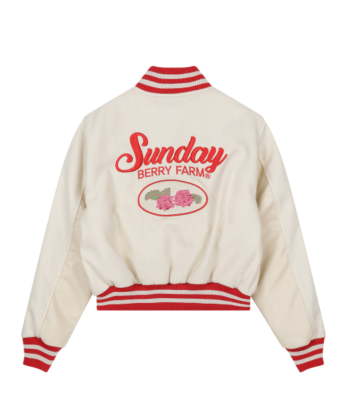 W) BERRY FARM VARSITY JACKET IVORY