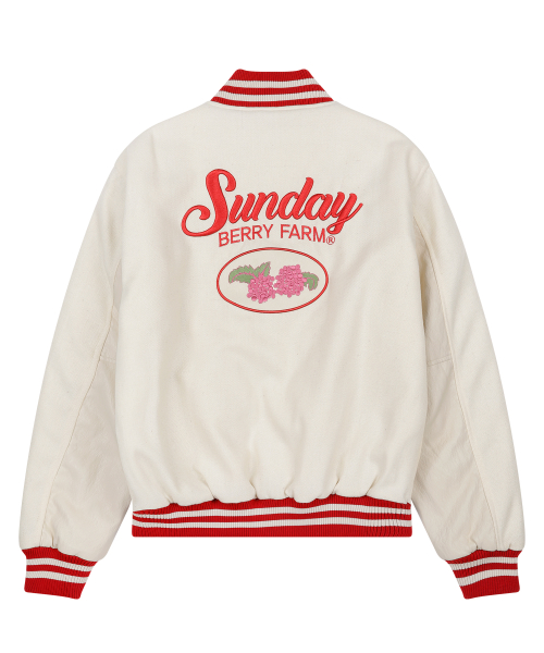 BERRY FARM VARSITY JACKET IVORY