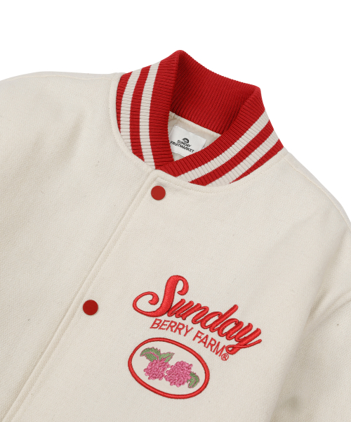 BERRY FARM VARSITY JACKET IVORY