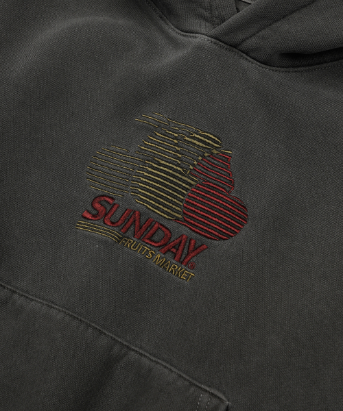 W) PIGMENT CHERRY HOODIE CHARCOAL