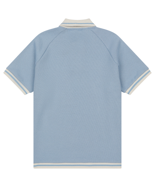 W) CHERRY WAFFLE COLLAR TEE SKYBLUE