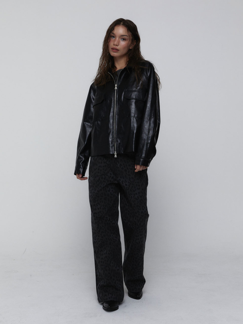 Leather Bomber Jacket_Black