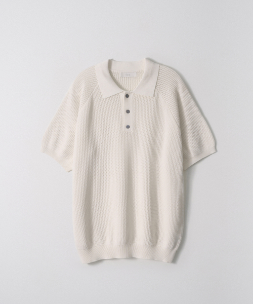 Scash 3-пуговица воротник Knit_Ivory