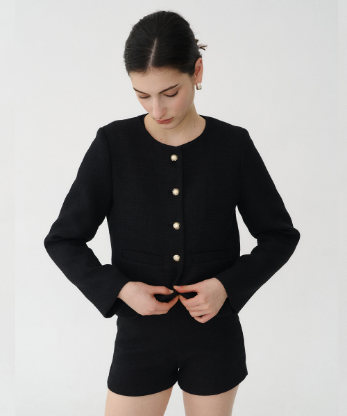 [SET] Твидовый жакет + узкие шорты Black