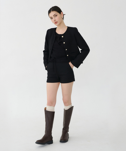 [SET] Твидовый жакет + узкие шорты Black