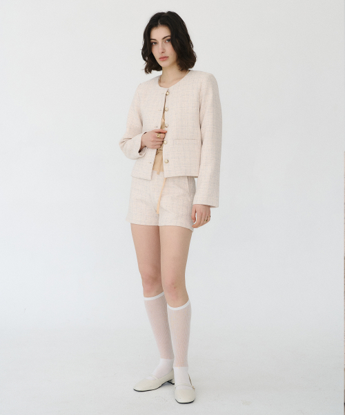 Костюм: классический твидовый жакет + узкие шорты Ivory
