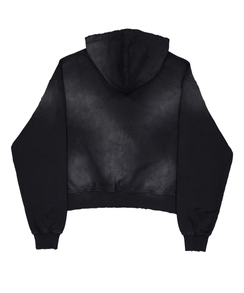 FORCE WASHED HOODIE ZIP-UP CROPFIT BK
