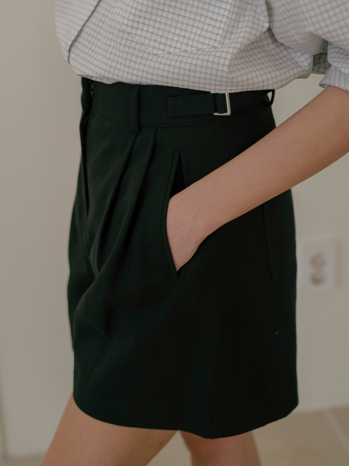 Double buckle хлопок shorts_Black