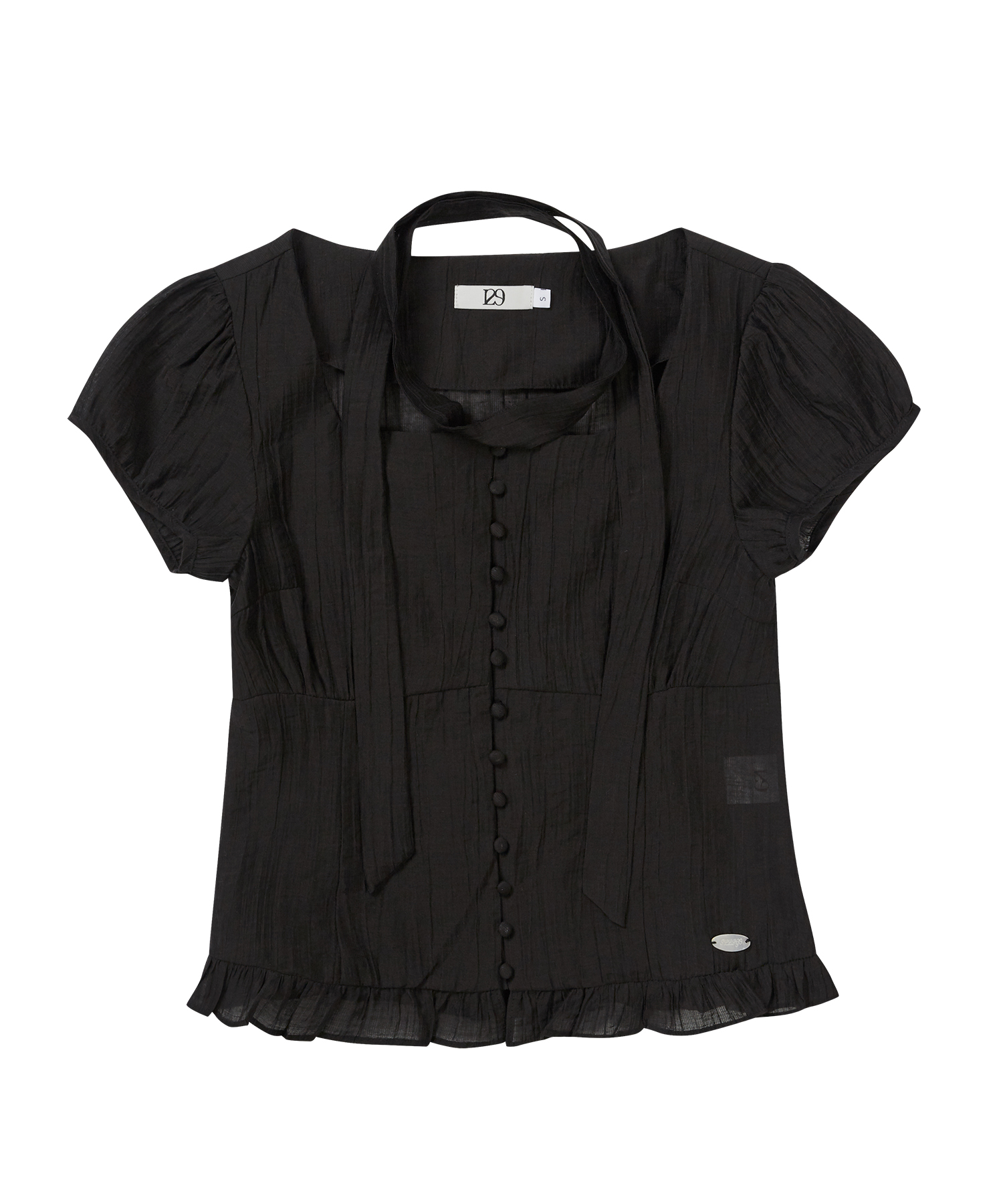 Ribbon Tie Square Neck блузка Black