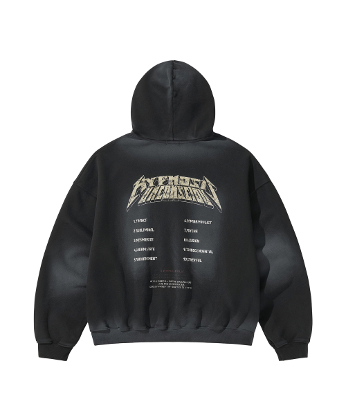 WASHED BEADS HOODIE / BLACK