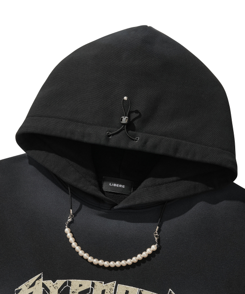 WASHED BEADS HOODIE / BLACK