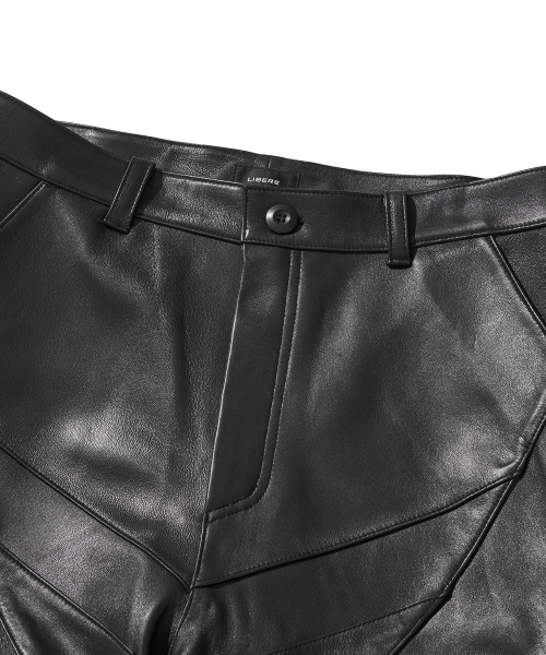 LEATHER BIKER HALF PANTS / BLACK