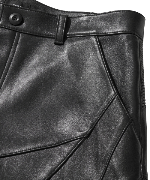 LEATHER BIKER HALF PANTS / BLACK