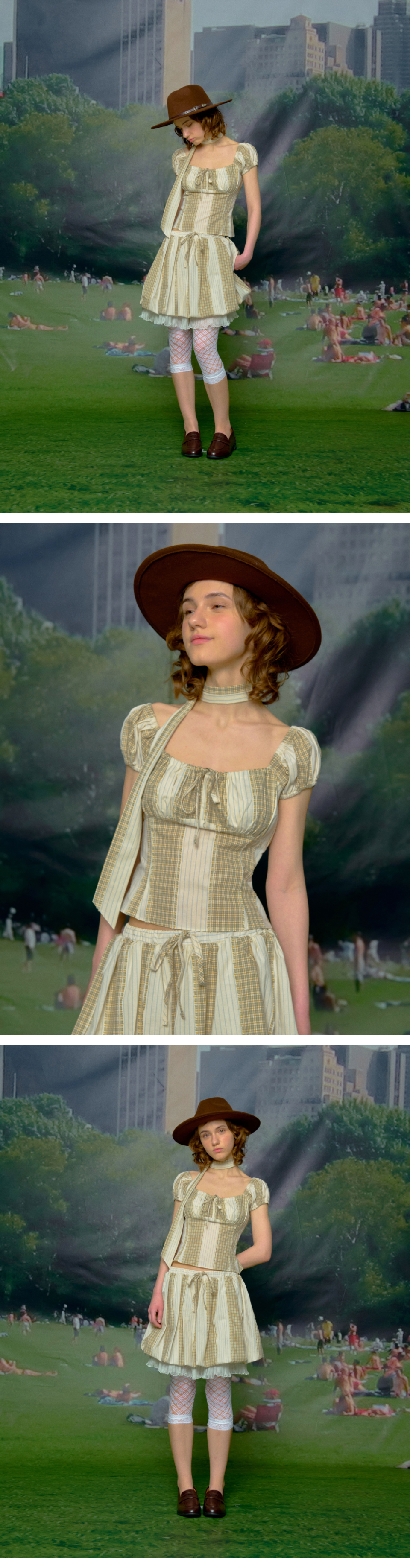 ◆Loulouseoul◆ Baby Mushroom Mix Skirt Beige 루루서울(LOULOUSEOUL) Baby Mushroom Mix Skirt (Beige