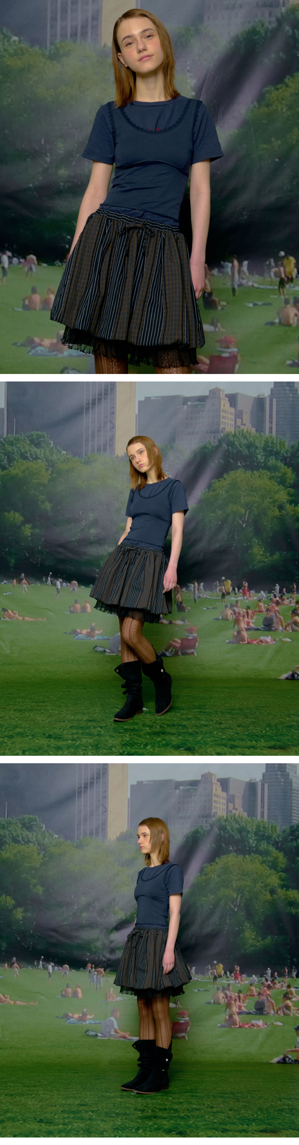 루루서울(LOULOUSEOUL) Baby Mushroom Mix Skirt (Black