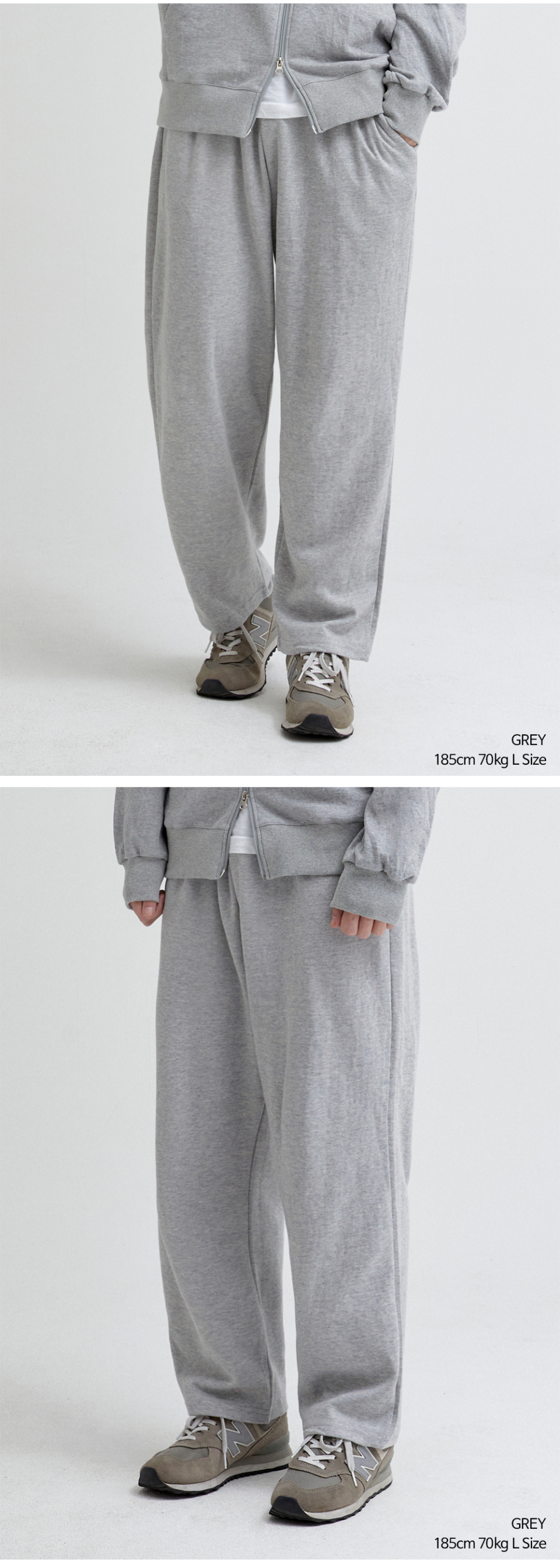 그레이일자 세미 와이드 팬츠를 입은 남자사진